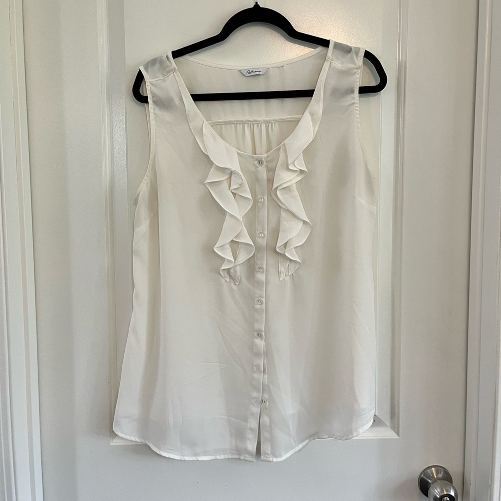 Reitmans sheer ruffle blouse size lg